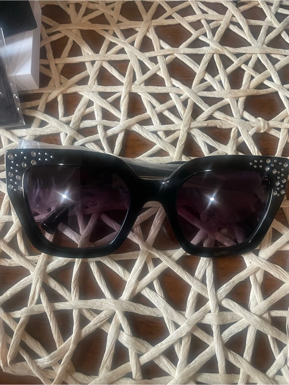 Badgley Mischka Felicite Sunglasses with Crystal Accents and Black Gradient Lens